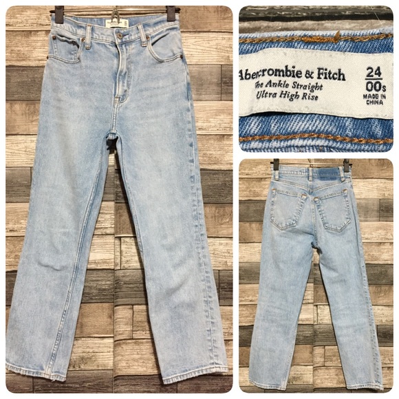Abercrombie Fitch Ankle Straight Ultra High Rise Jeans Women’s 24/00S Blue - Picture 1 of 9